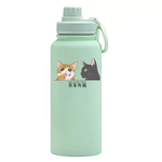 【吾家有貓】吾家有貓運動水壺陶瓷款 1000ML-淡綠, , large