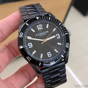 [星晴錶業]COACH手錶,44mm,CH00247黑色錶面黑錶殼深黑色精鋼錶帶款