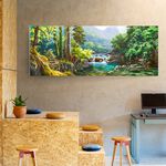 【御畫房】春水長流 國家一級畫師手繪油畫60×120cm(VF-36), , large
