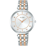 ALBA 雅柏 簡約晶鑽女錶-玫瑰金x銀/32mm ARX078X1/Y121-X160KS, , large