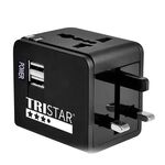 TRISTAR TS-USB170 雙USB萬國旅行轉接頭 3.1A 快速充電 四國插頭設計(百/黑), , large