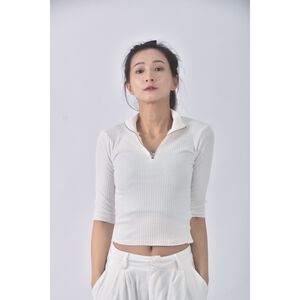 (S) 【安于晴Charlene私服】bershka質感五分袖白色長袖上衣二手衣