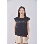 (M) meeijen蕾絲拼接藍色短袖上衣二手衣, , large