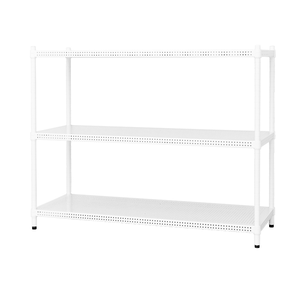 【Y HOUSE】120x45x90cm perforated plate three-layer shelf perforated plate shelf iron rack - painted white
