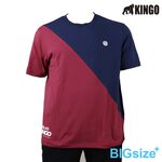 KINGO-大尺碼-男款 拚色圓領T恤-丈青-413102, , large