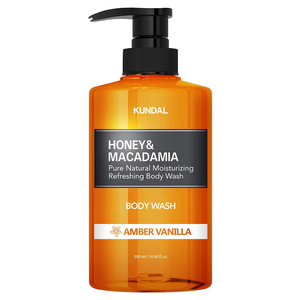 [巨林生化科技]【KUNDAL昆黛爾】HONEY&MACADAMIA Pure Natural Moisturizing Refreshing Body Wash 500ml(AMBER VANILLA)