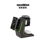 【Leo手機周邊專賣店】怪獸選物 IDEAMON 電力黑客三合一無線充電盤 / 單入組極光黑, , large