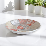 Minoyaki 7.0" Shallow Bowl – Red Flower Design, , large