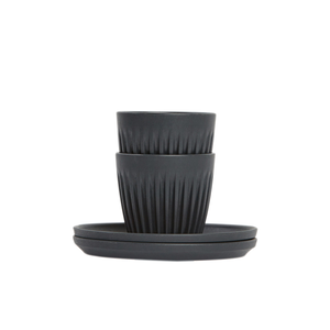 【Huskee】Reusable Coffee Cup & Saucer : Huskee Original 3oz/ 90ml, Natural, 2 sets