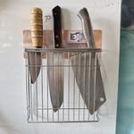 [熊好貼國際]菜刀架 台灣製造304不鏽鋼 無痕掛勾黏貼式掛架 粗糙牆面可貼 壁掛菜刀架 黏貼式刀具架 菜刀收納架, , large