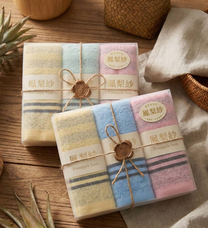 [凱美棉業]MIT台灣製 二包6入吸濕柔膚鳳梨紗條紋毛巾