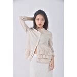 (S) zara質感棉質條紋杏色長袖上衣二手衣, , large