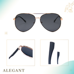 儒雅紳士奢耀金飛官寶麗來偏光墨鏡/UV400太陽眼鏡〔ALEGANT〕, , large