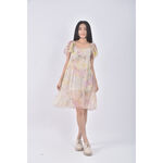 (S) 紡紗圓領黃色洋裝二手衣, , large