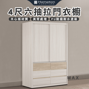 【Hampton 漢汀堡】琳丹4尺六抽拉門衣櫥