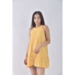 (S) girls monday質感棉質無袖黃色洋裝二手衣, , large