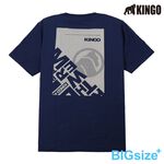 KINGO-大尺碼-男款 LOGO圓領T恤-丈青-413129, , large