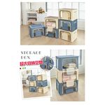 【H&R安室家】海洋風牛津布鋼骨折疊收納箱66L(3入) BNF50, 藍色, large
