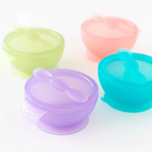 Bumkins 寶寶白金矽膠餐碗組-果凍粉