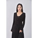 (S) donna donna韓牌質感V領黑色長袖上衣二手衣, , large