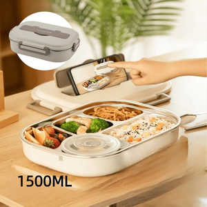 【A&R】日式304不鏽鋼五格微波便當盒附贈湯碗+餐具 1500ML 拿鐵咖,  【A&R】日式304不鏽鋼五格微波便當盒附贈湯碗+餐具 1500ML 拿鐵咖