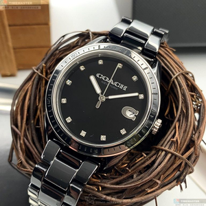 [星晴錶業]COACH手錶,36mm,CH00103黑色錶面黑錶殼深黑色陶瓷錶帶款