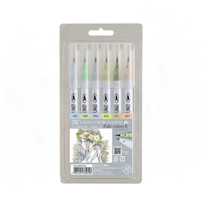 【Kuretake 吳竹】PALE COLORS II 彩繪毛筆 6色/盒 RB-6000AT/6VH(日本品牌)