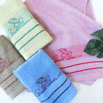 [Kaimei Cotton Industry] 6 in the group, random and excellent, MIT made in Taiwan, 28 taels of thick umbrella brand, jacquard simple LOGO adult towel/towel, home classic 4 colors, , large