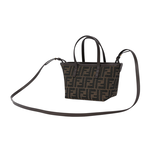 FENDI Roll FF Logo 緹花布迷你手提/斜背二用包/棕色, , large