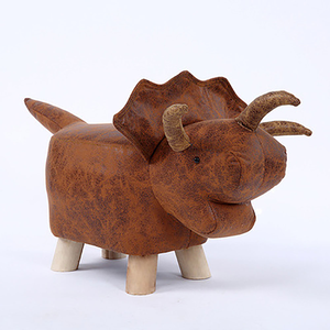 Creative animal-shaped solid wood children's low stool, dinosaur brown