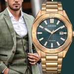 CITIZEN 星辰 玫瑰金限量版 光動能八角形格紋面手錶 BM7633-81X, , large