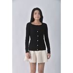 (XS（含）以下) 質感針織貼身黑色長袖上衣二手衣, , large