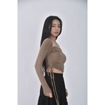 (S) 【安于晴Charlene私服】captain質感假兩件棕色長袖上衣二手衣, , large