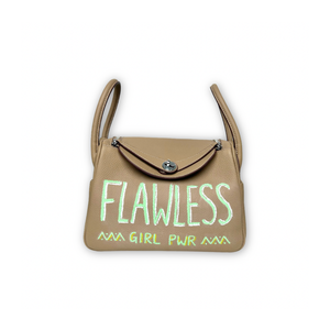 Reversible back hand-painted Lindy bag earth color (L)