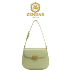 【ZENDAR】限量1折 頂級小牛皮肩背包馬鞍包 尤妮爾系列 全新專櫃展示品(淡綠色), , large
