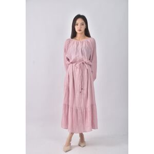 (XL) 質感粉色綁帶洋裝二手衣
