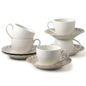[豐名日本餐具] 咖啡杯五客入組 方格噴棕點 KANSAI / C00CS5-55