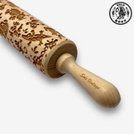 【SOLO Vintage】Animals of Africa Rolling Pin 43CM Embossed Natural European Wood Made in Poland, , large