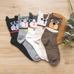 [Kaimei Cotton Industry] 8 pairs set, random and excellent, MIT made in Taiwan, exquisitely designed pure cotton women's socks, cute animal style, , large