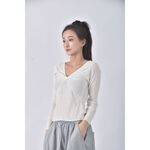(S) 【安于晴Charlene私服】air space lady質感V領白色長袖上衣二手衣, , large