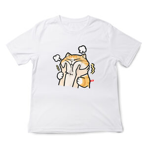 JZ TEE Pinching Face-Orange Cat Graphic Tee