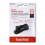 【SanDisk】Phone Drive DDC6 黑色 512G TYPE-C USB 3.2 雙用 OTG 旋轉隨身碟 讀取速度 100MB/s, , large