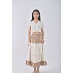(S) sheson拼色杏色長裙二手衣, , large
