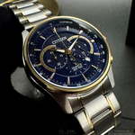 [星晴錶業]CITIZEN手錶,42mm,CI00024寶藍色錶面銀錶殼金銀相間精鋼錶帶款, , large