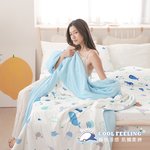 BUHO "Ocean Elf" Frozen Ice Yarn 3.5-foot Single Bed Sheet Pillowcase + Bamboo Fiber Ice Yarn Quilt (Double 180x200cm) Three-piece Set, , large