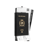 BALENCIAGA 護照及雙機票造型牛皮對開二折長夾/黑色, , large