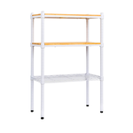 【Y HOUSE】60x30x90cm pine wood three-layer storage rack rack iron rack - painted white, , large