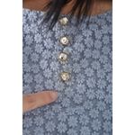(S) cynthia rowley質感棉質圓領小花藍色短袖上衣二手衣, , large