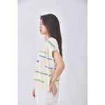 (S) a la sha質感條紋綠色短袖上衣二手衣, , large