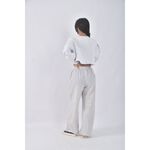 (M) genquo高腰棉質直條紋灰色長褲二手衣, , large